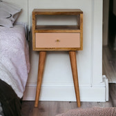 Mini Blush Hand Painted Bedside Table | Oak-Ish Solid Mango Wood