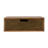 Floating Honeycomb Brass Bedside Table | Oak Mango Wood