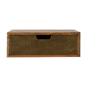 Floating Honeycomb Brass Bedside Table | Oak Mango Wood