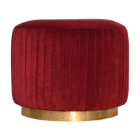 Wine Velvet Pleated Footstool