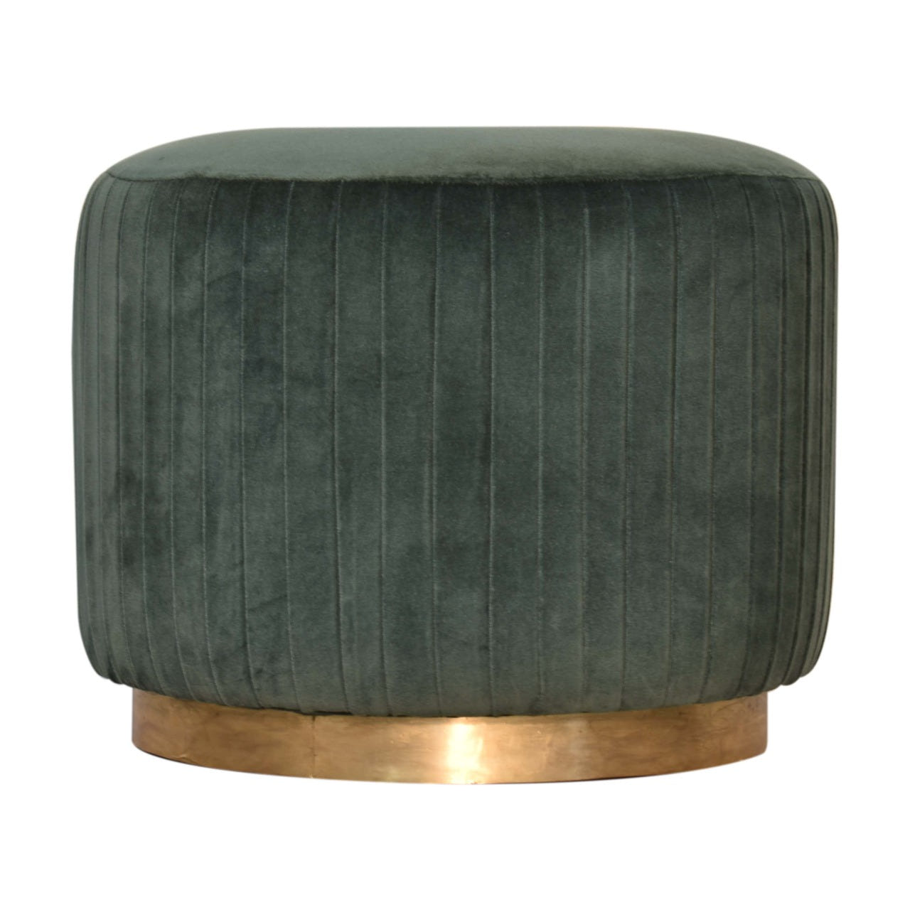 Emerald Velvet Pleated Footstool | Cotton Velvet