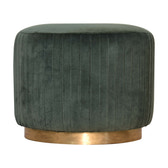 Emerald Velvet Pleated Footstool | Cotton Velvet