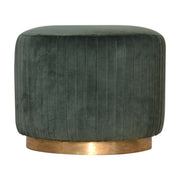 Emerald Velvet Pleated Footstool | Cotton Velvet
