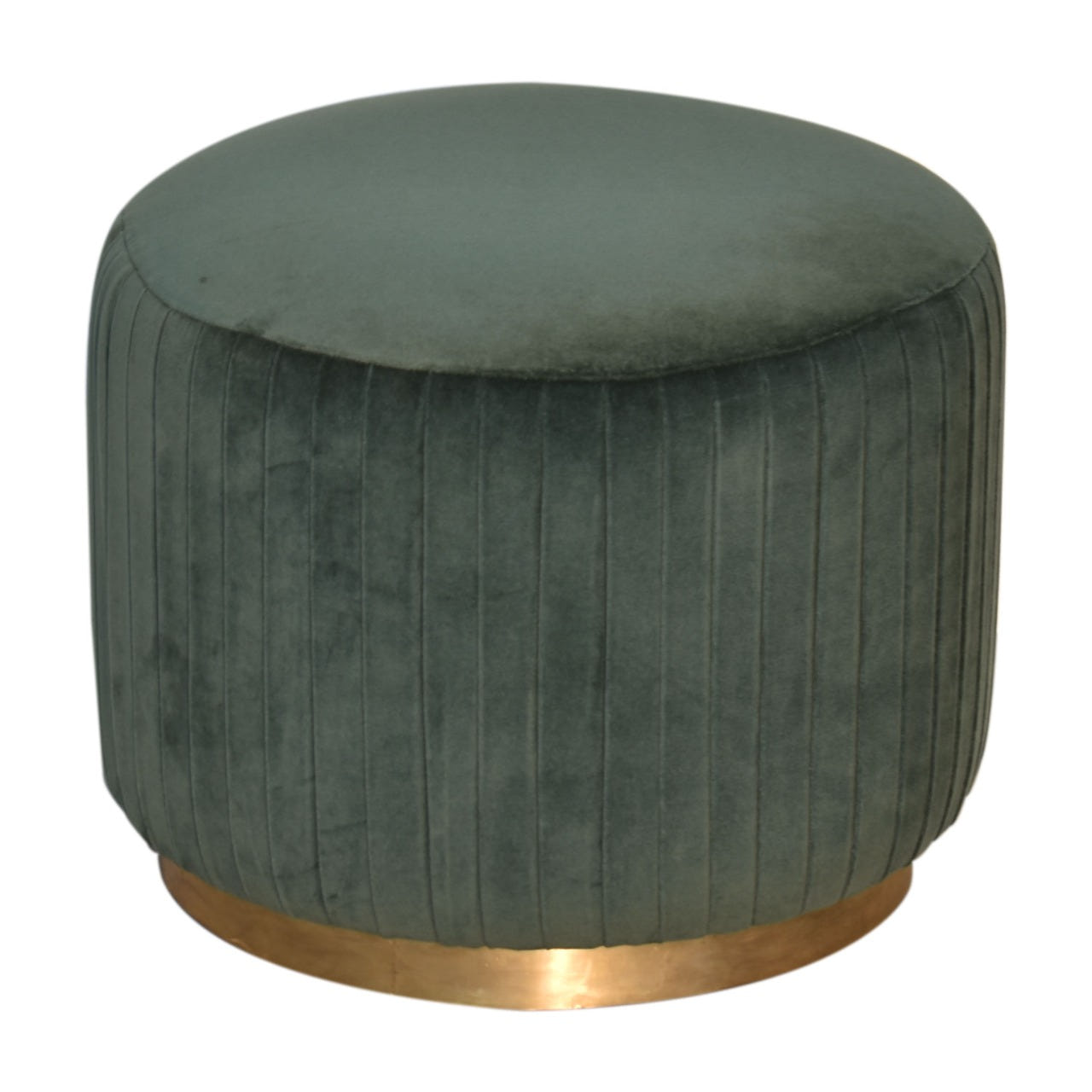 Emerald Velvet Pleated Footstool | Cotton Velvet