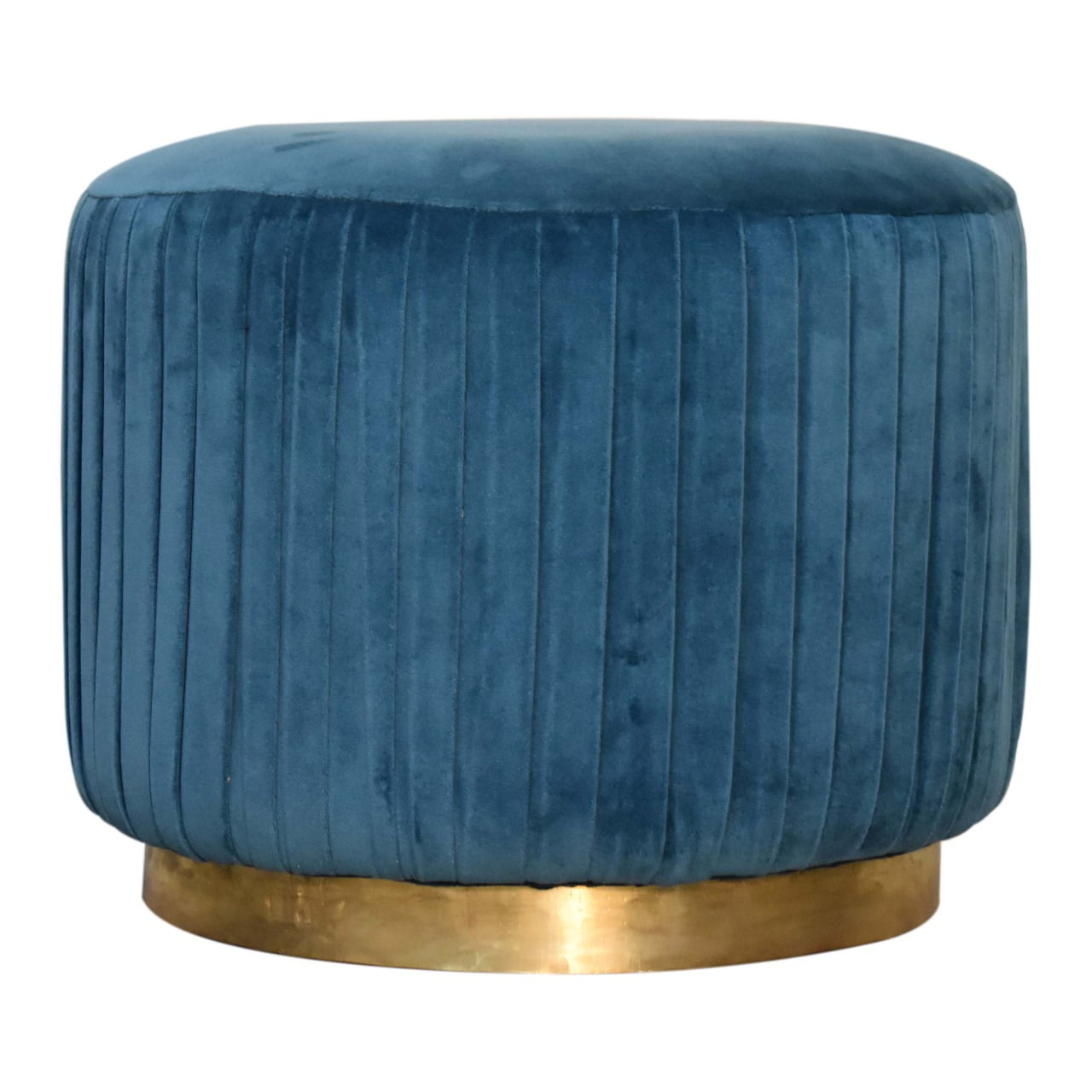Teal Velvet Pleated Footstool | Cotton Velvet