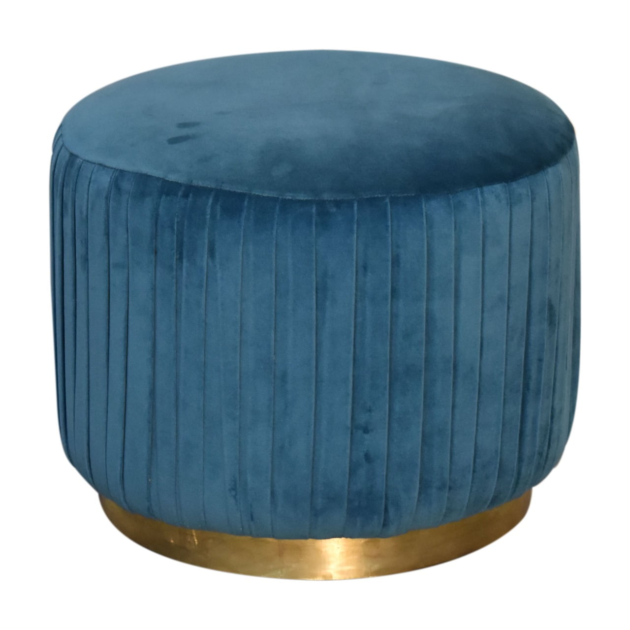 Teal Velvet Pleated Footstool | Cotton Velvet