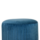 Teal Velvet Pleated Footstool | Cotton Velvet