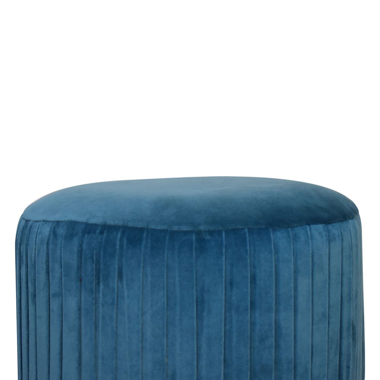 Teal Velvet Pleated Footstool | Cotton Velvet