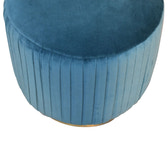Teal Velvet Pleated Footstool | Cotton Velvet