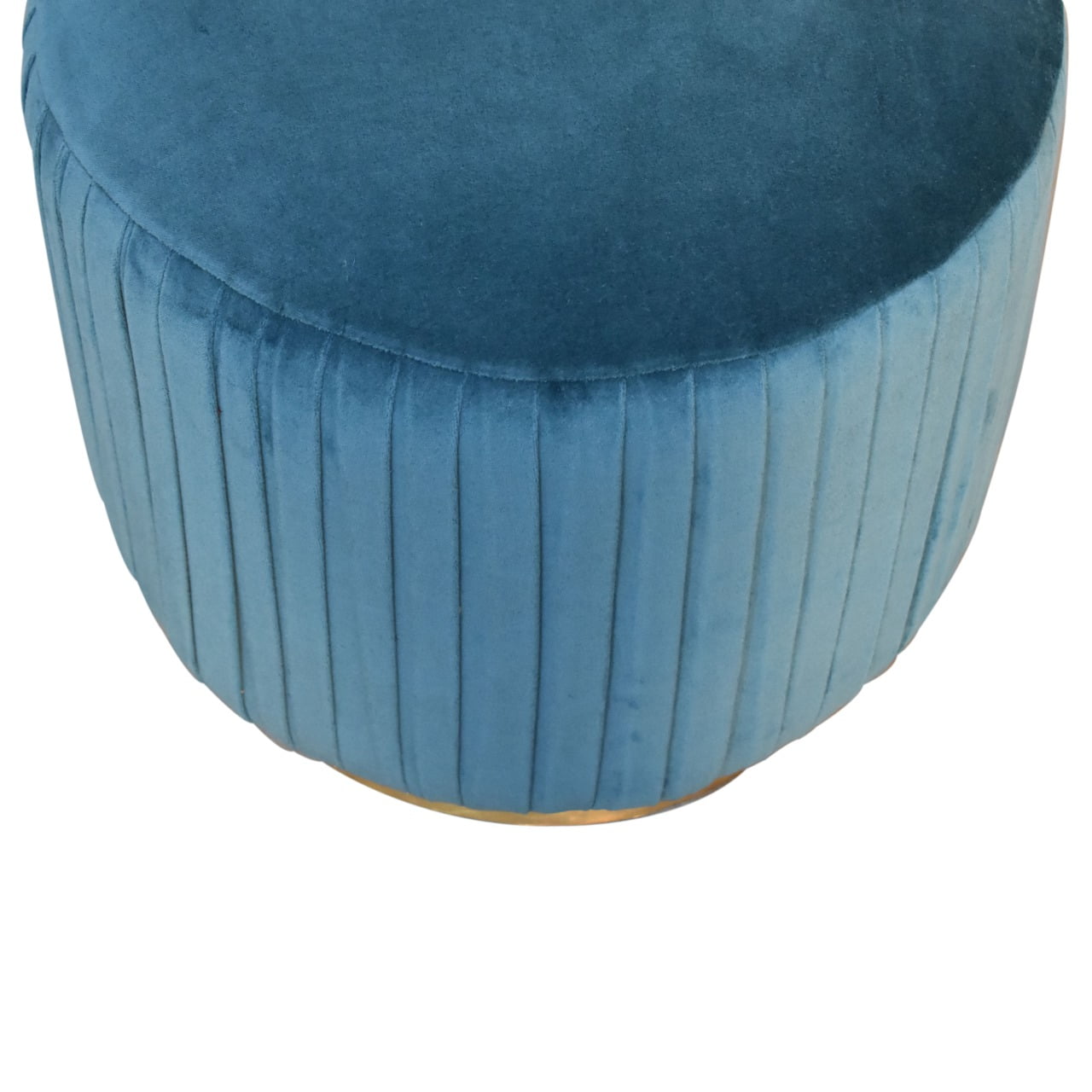 Teal Velvet Pleated Footstool | Cotton Velvet