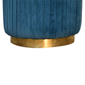 Teal Velvet Pleated Footstool | Cotton Velvet