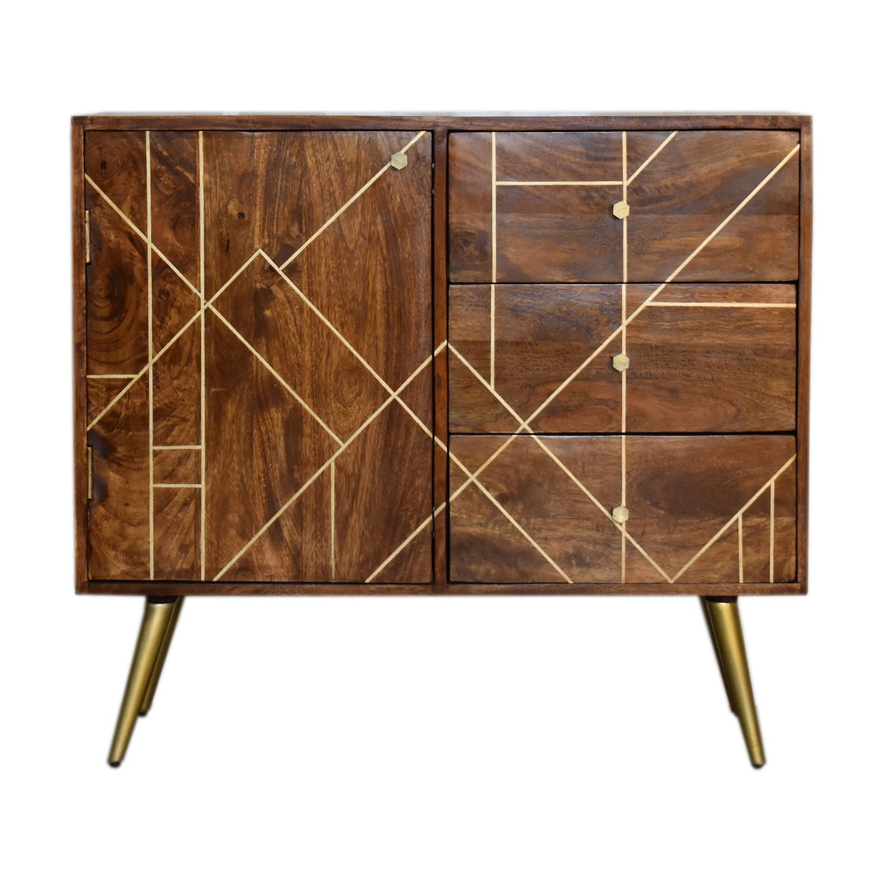 Chestnut Inlay Abstract Sideboard Chest of Drawers