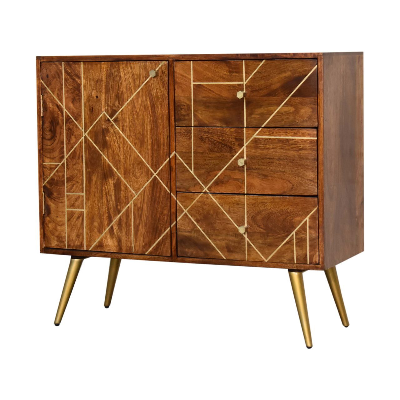 Chestnut Inlay Abstract Sideboard Chest of Drawers
