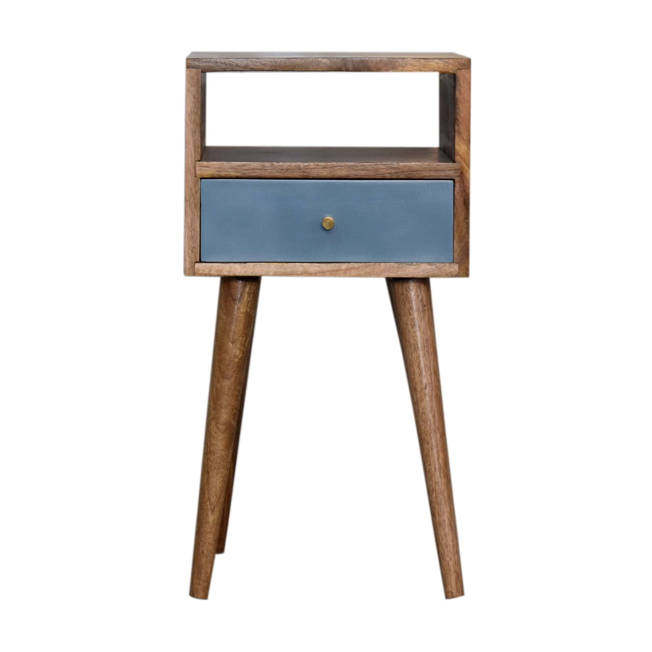 Mini Blue Hand Painted Bedside Table | Hand-Painted Solid Mango Wood