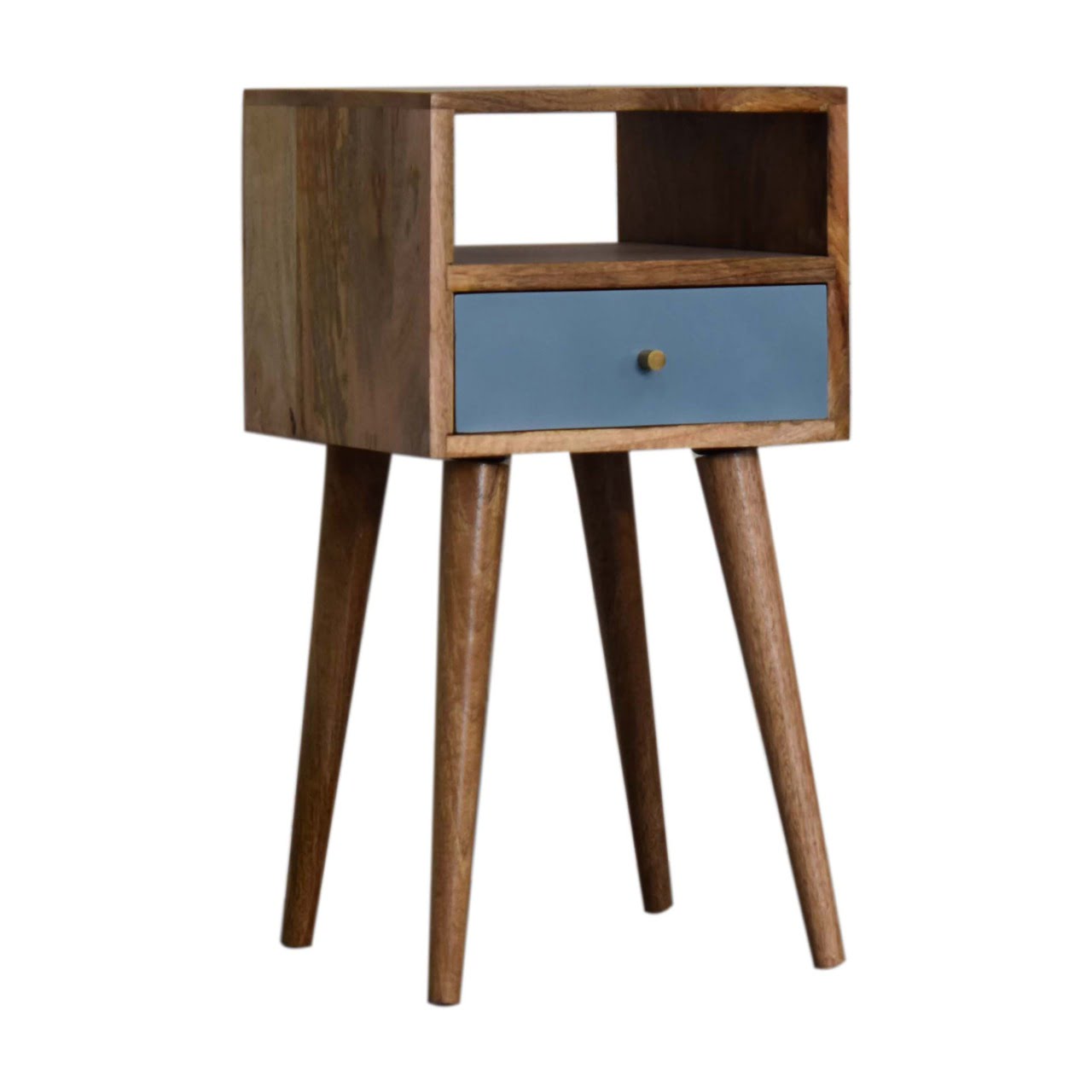 Mini Blue Hand Painted Bedside Table | Hand-Painted Solid Mango Wood
