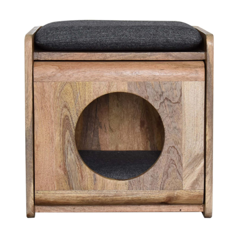 Round Cut-out Pet Bed with Seat Pad | Tweed