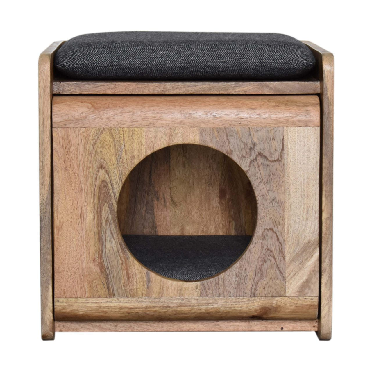 Round Cut-out Pet Bed with Seat Pad | Tweed