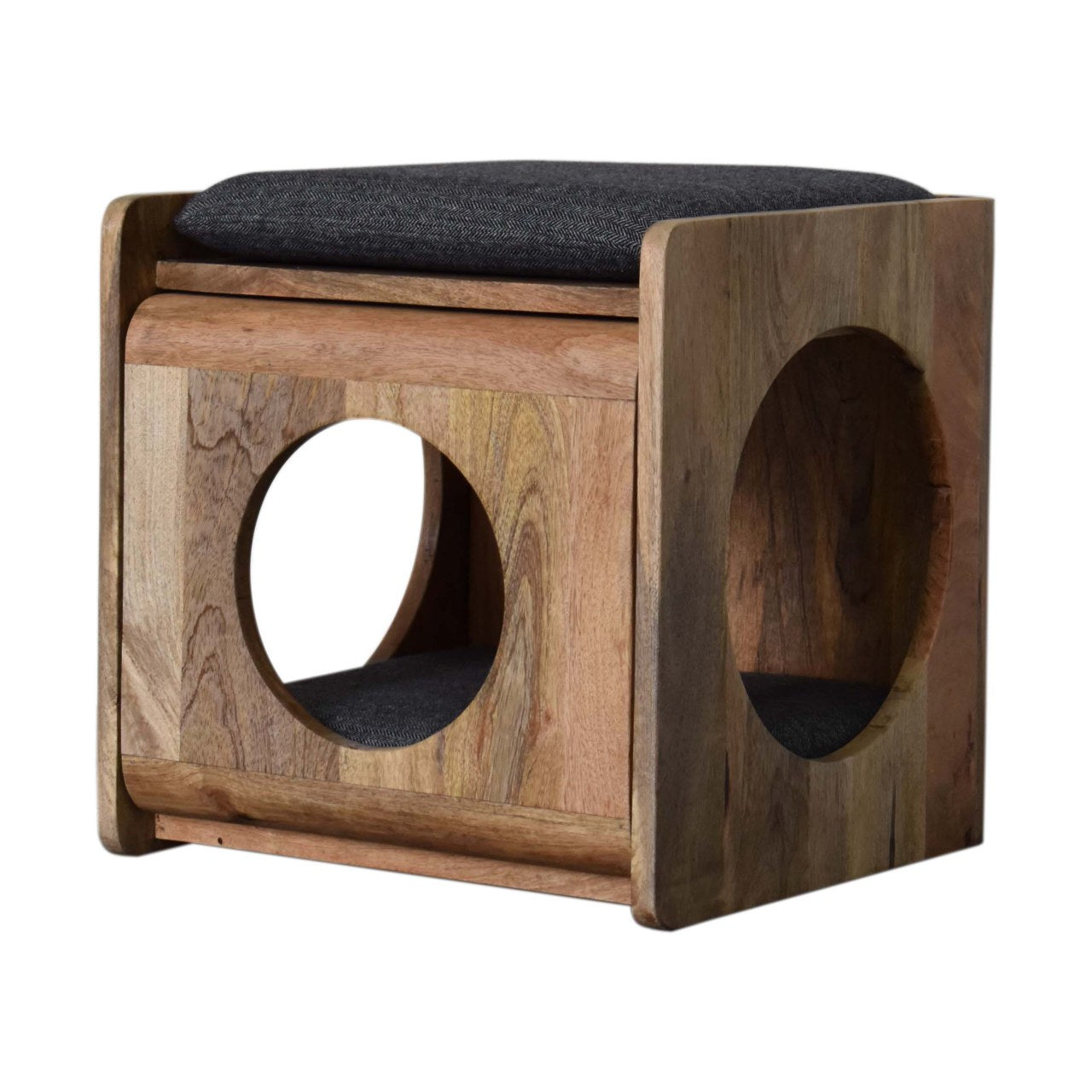 Round Cut-out Pet Bed with Seat Pad | Tweed