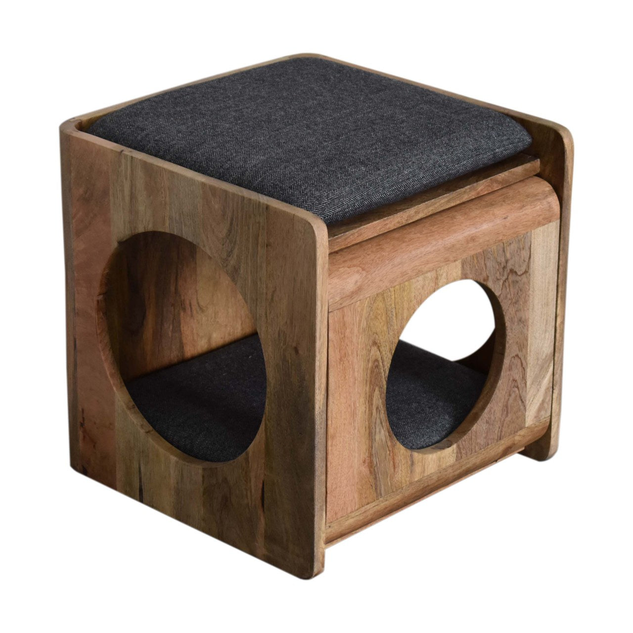Round Cut-out Pet Bed with Seat Pad | Tweed