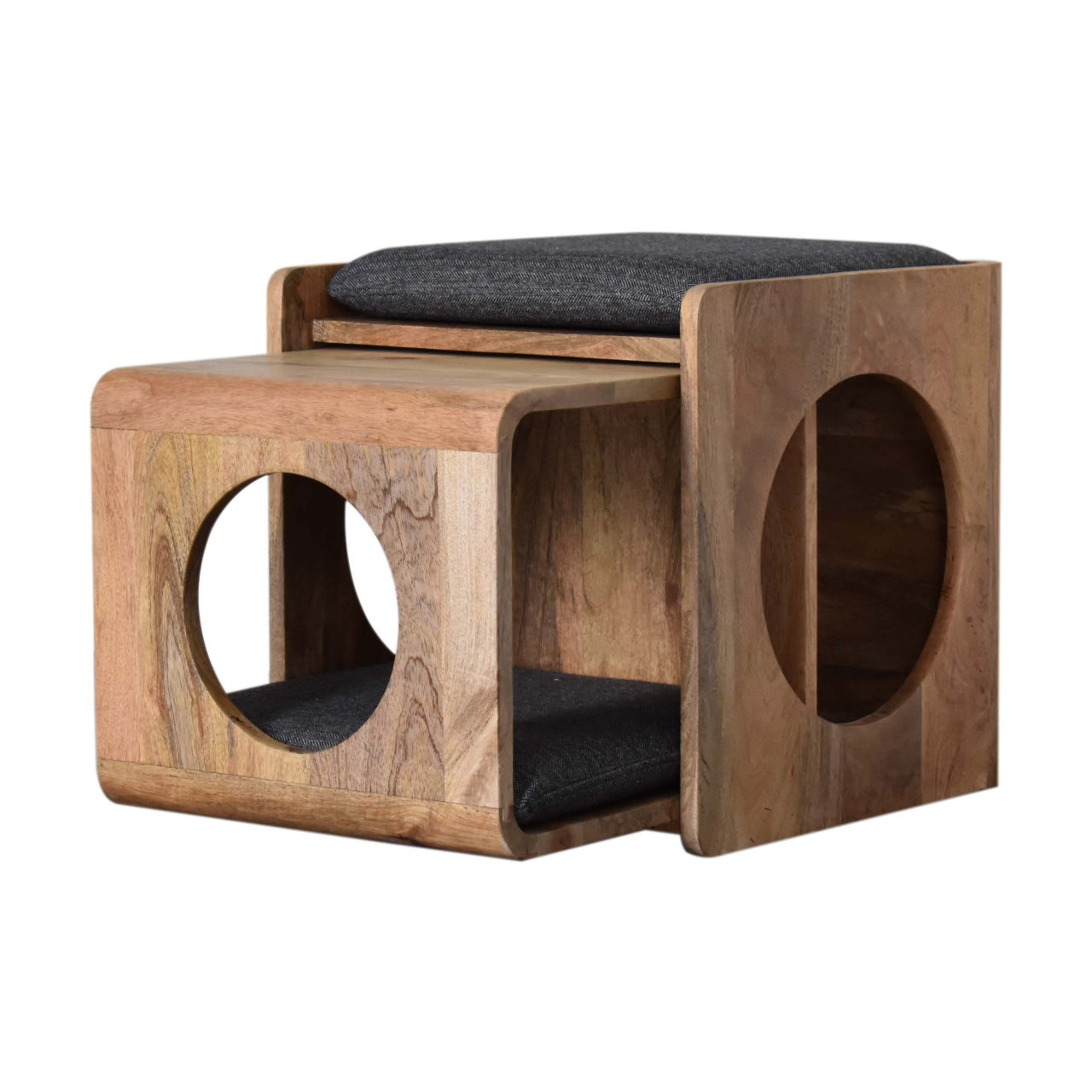 Round Cut-out Pet Bed with Seat Pad | Tweed