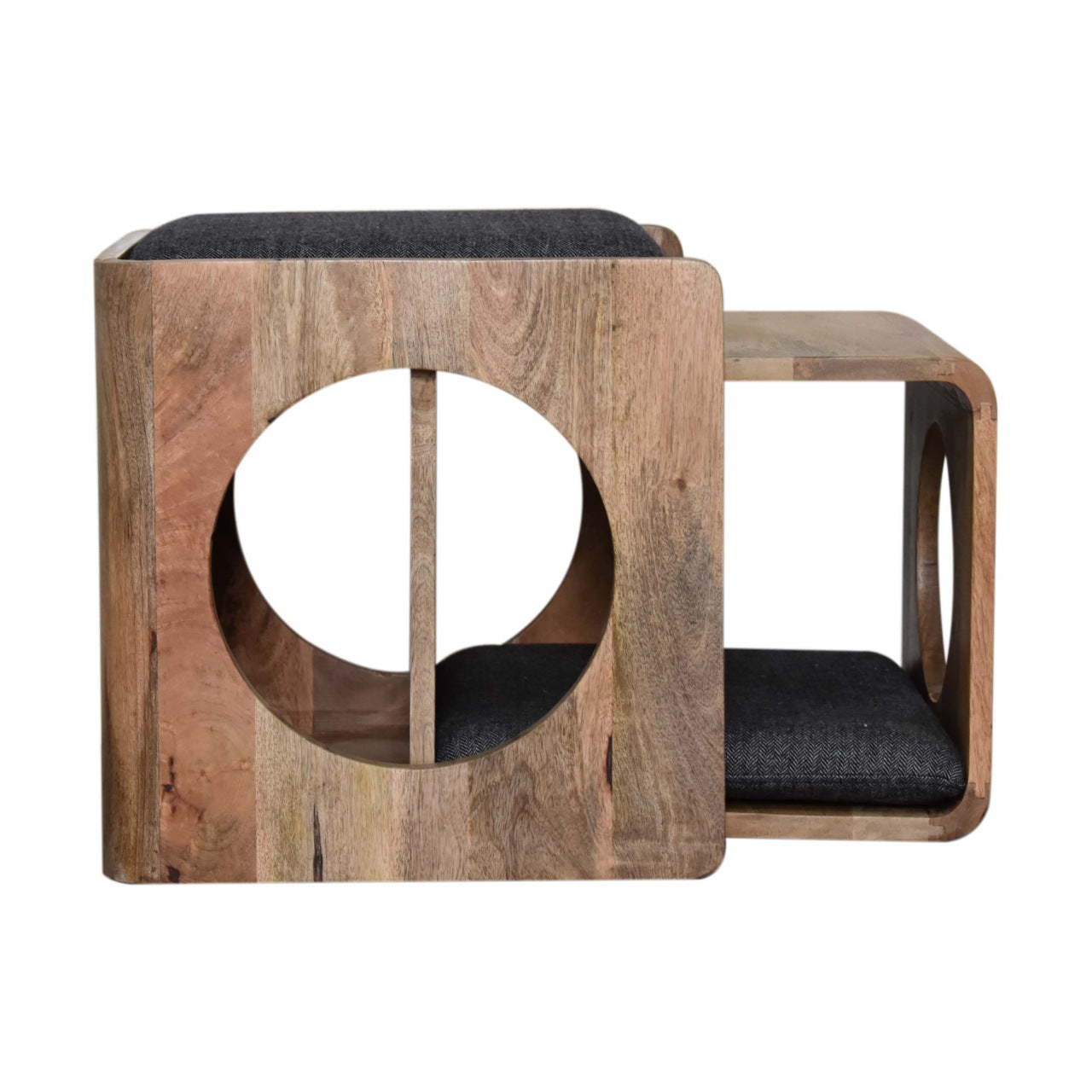 Round Cut-out Pet Bed with Seat Pad | Tweed