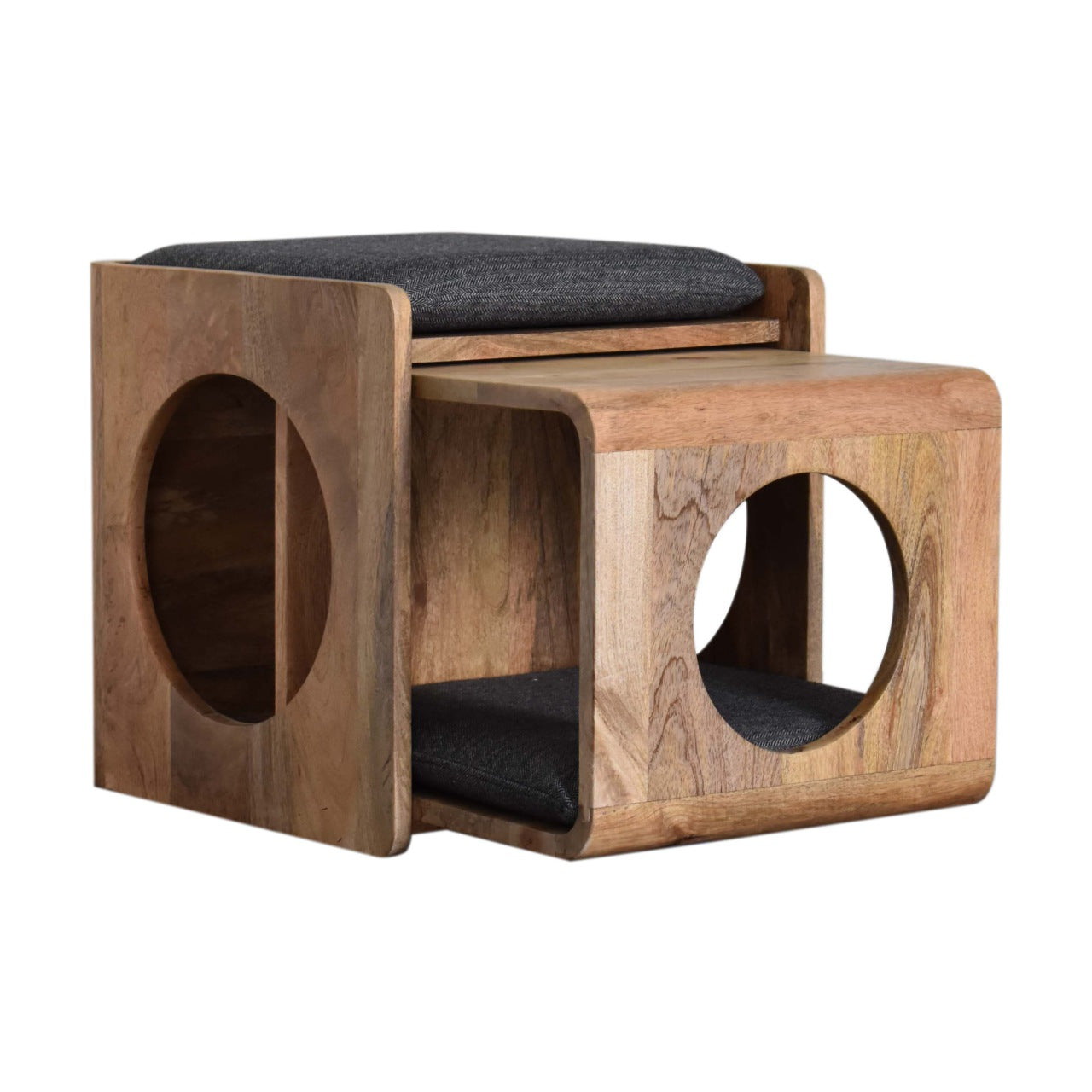 Round Cut-out Pet Bed with Seat Pad | Tweed