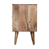 Honeycomb Teal Open Slot Bedside Table | Hand-Painted Mango Wood