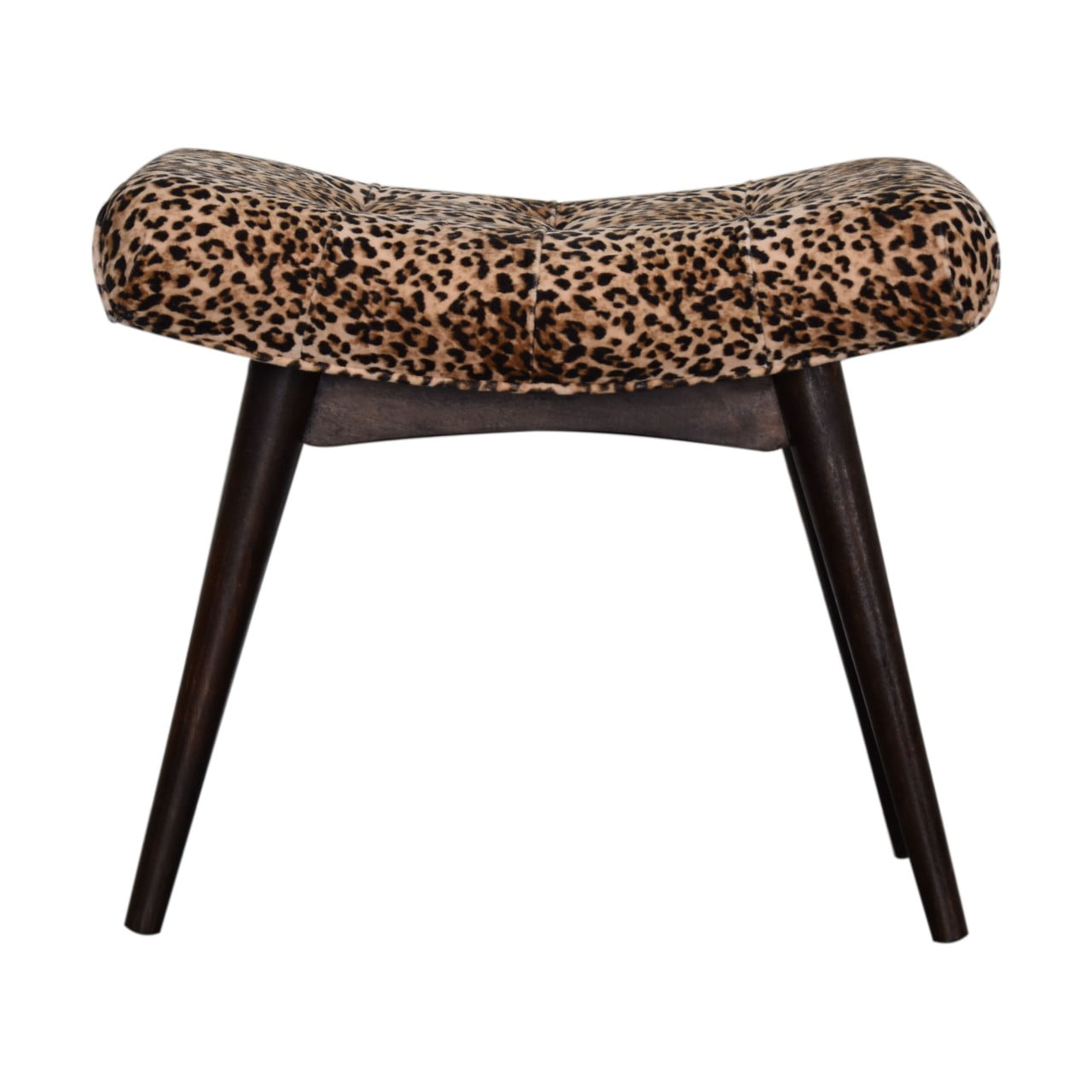 Leopard Print Curved Bench | Cotton Velvet