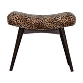 Leopard Print Curved Bench | Cotton Velvet