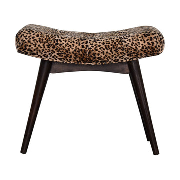 Leopard Print Curved Bench | Cotton Velvet