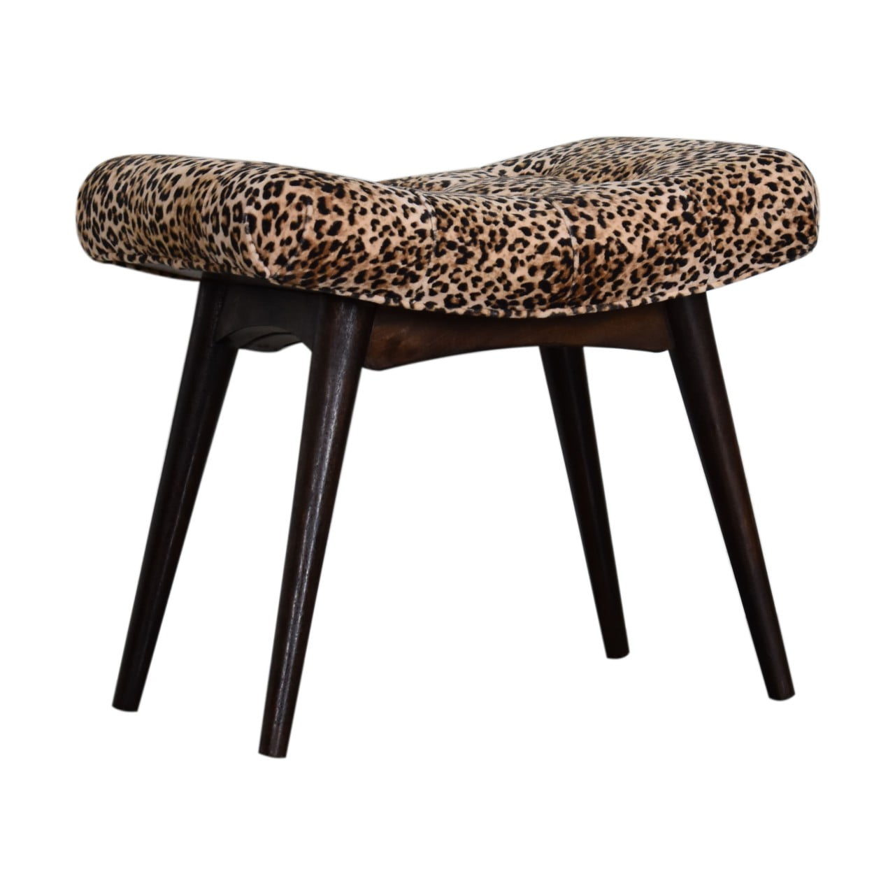 Leopard Print Curved Bench | Cotton Velvet