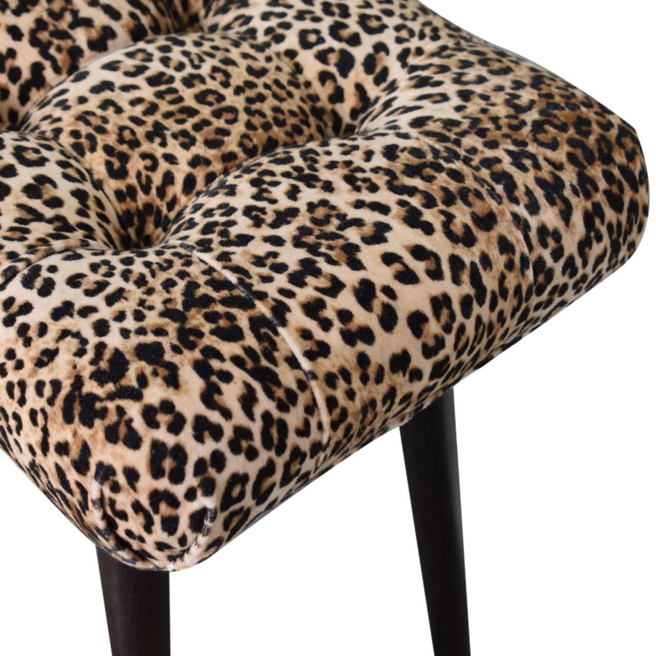 Leopard Print Curved Bench | Cotton Velvet