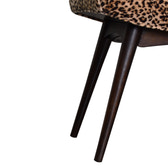 Leopard Print Curved Bench | Cotton Velvet