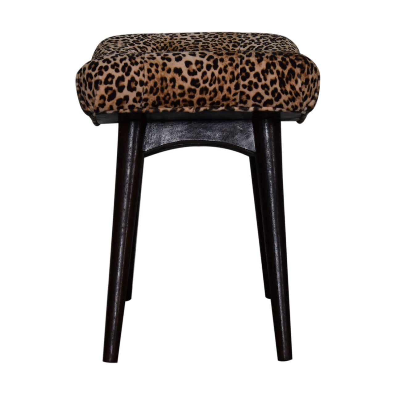 Leopard Print Curved Bench | Cotton Velvet