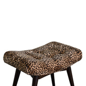 Leopard Print Curved Bench | Cotton Velvet