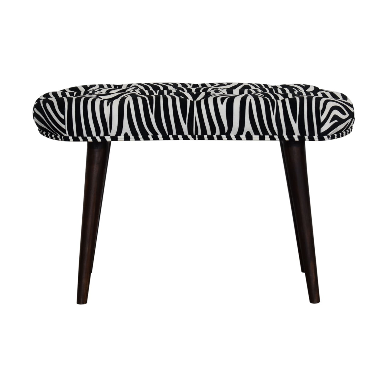 Zebra Print Deep Button Bench | Cotton Velvet