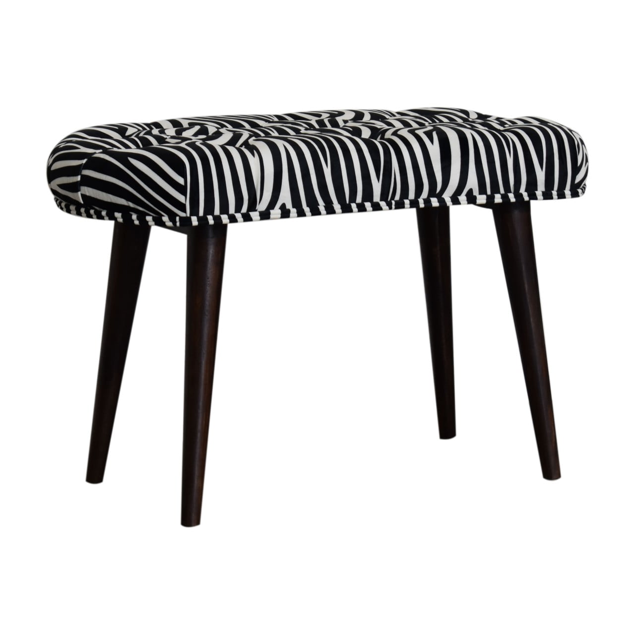 Zebra Print Deep Button Bench | Cotton Velvet