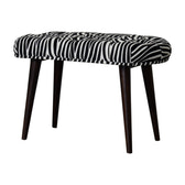 Zebra Print Deep Button Bench | Cotton Velvet