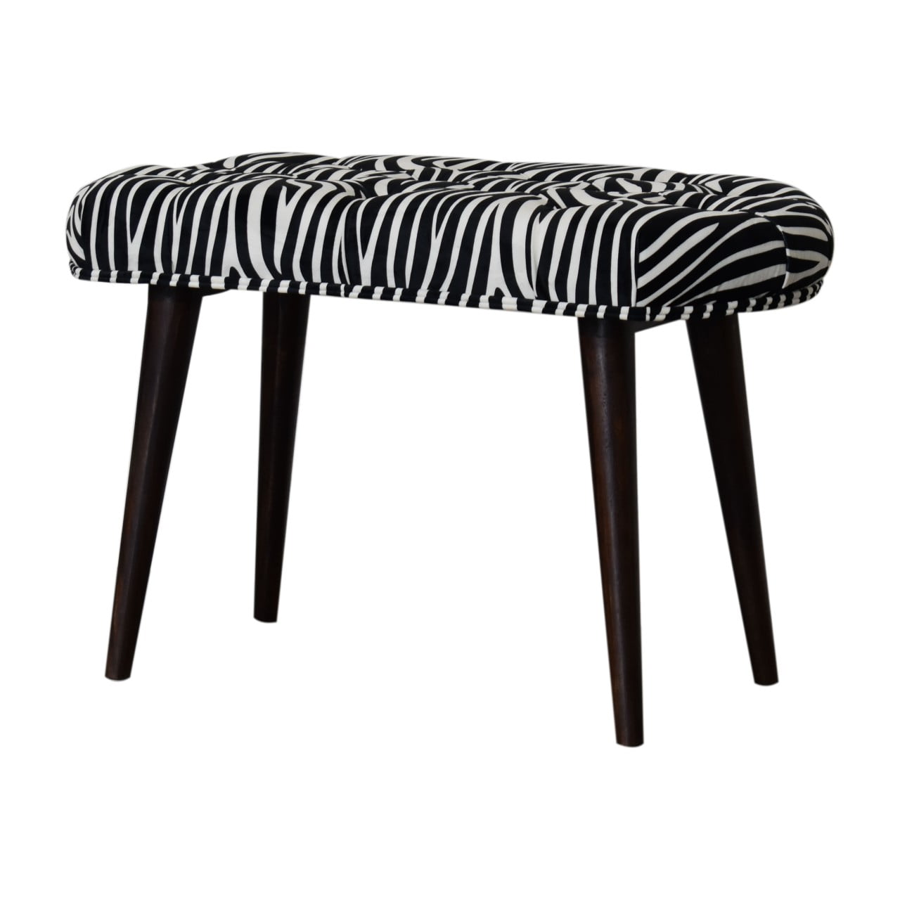Zebra Print Deep Button Bench | Cotton Velvet