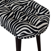 Zebra Print Deep Button Bench | Cotton Velvet