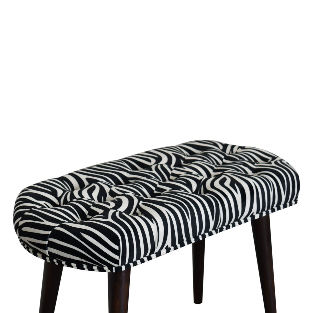 Zebra Print Deep Button Bench | Cotton Velvet