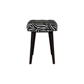 Zebra Print Deep Button Bench | Cotton Velvet