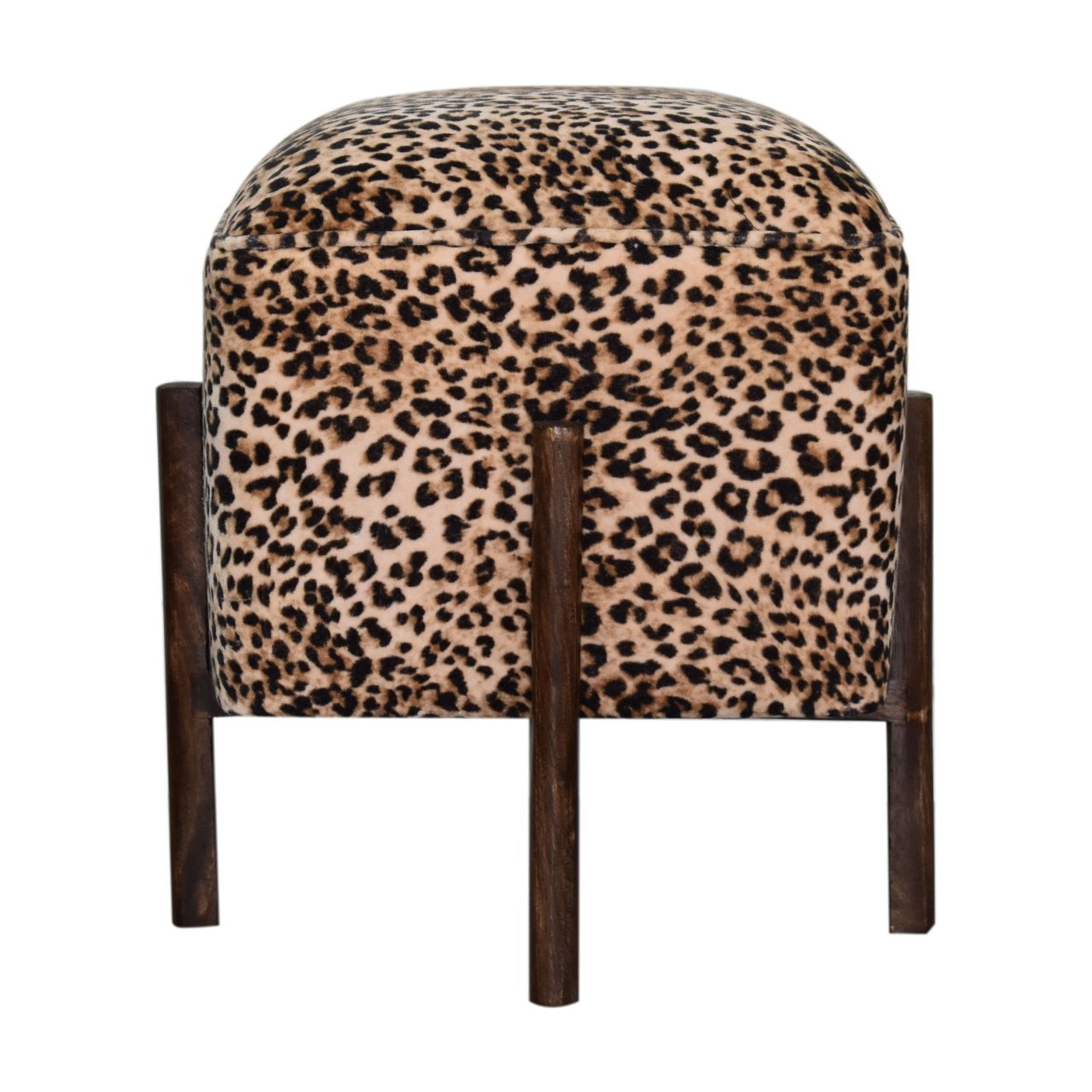 Leopard Footstool | Cotton Velvet