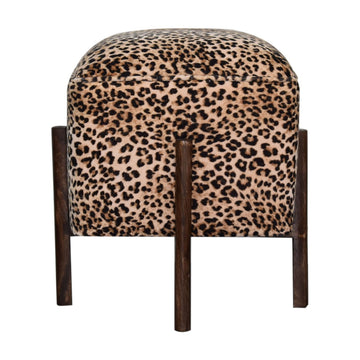 Leopard Footstool | Cotton Velvet