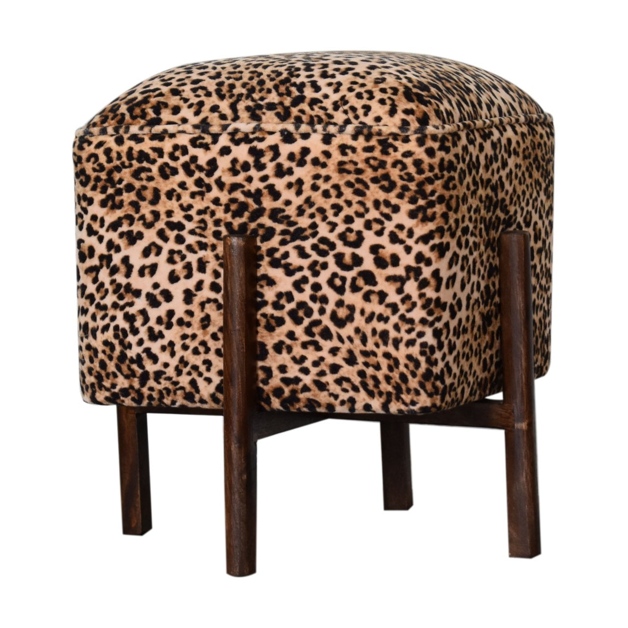 Leopard Footstool | Cotton Velvet