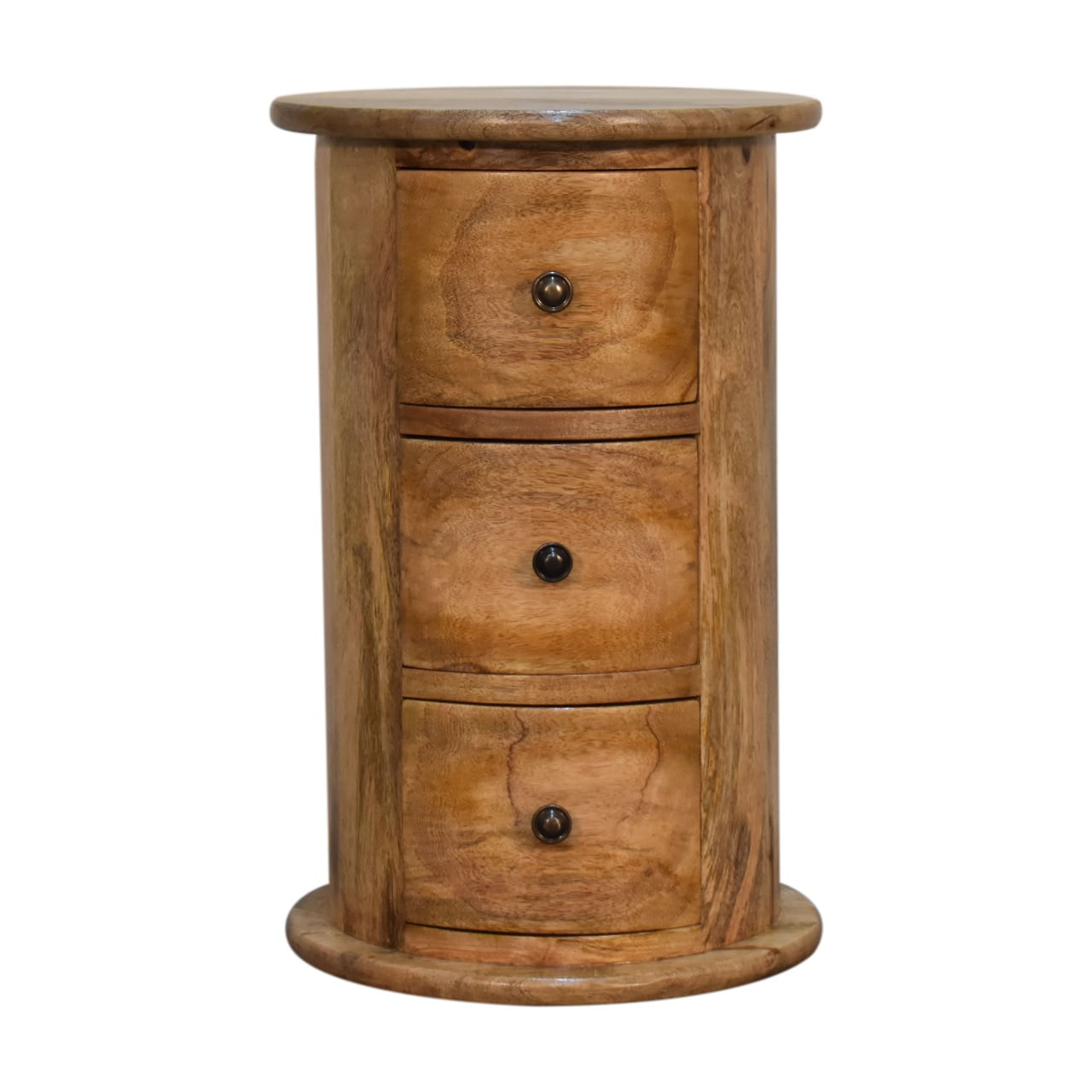 Mini Drum Storage Bench | Oak Solid Mango Wood