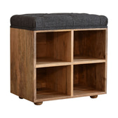 Mini Black Shoe Storage Footstool | Tweed Hidden Storage