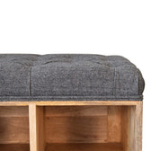 Mini Black Shoe Storage Footstool | Tweed Hidden Storage