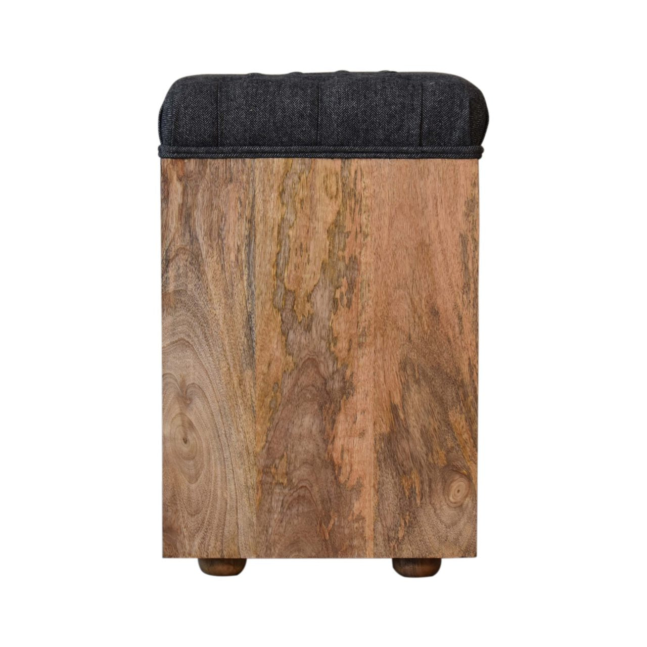 Mini Black Shoe Storage Footstool | Tweed Hidden Storage