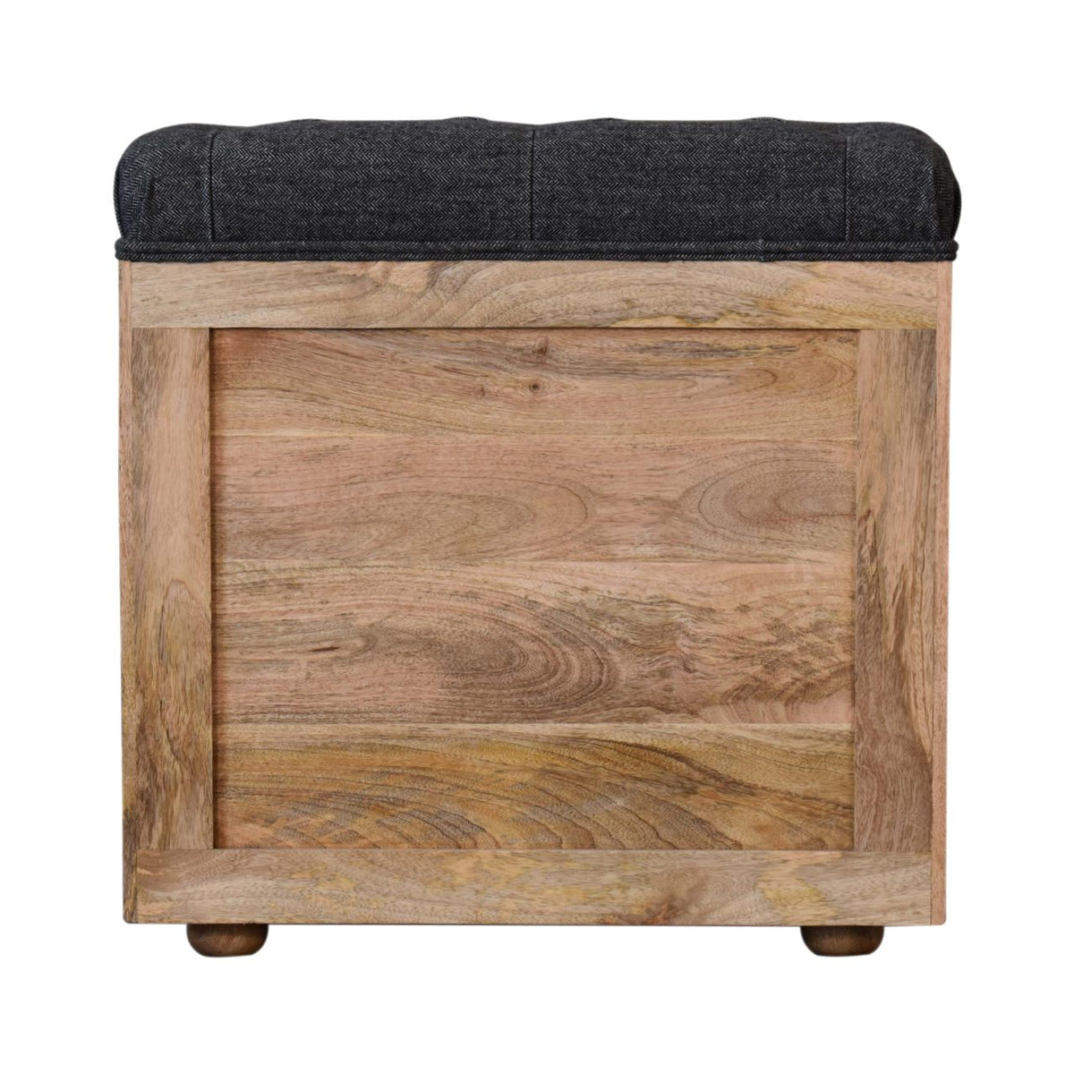 Mini Black Shoe Storage Footstool | Tweed Hidden Storage